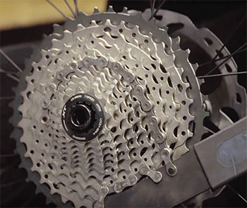 changing a cassette on a mountain bike